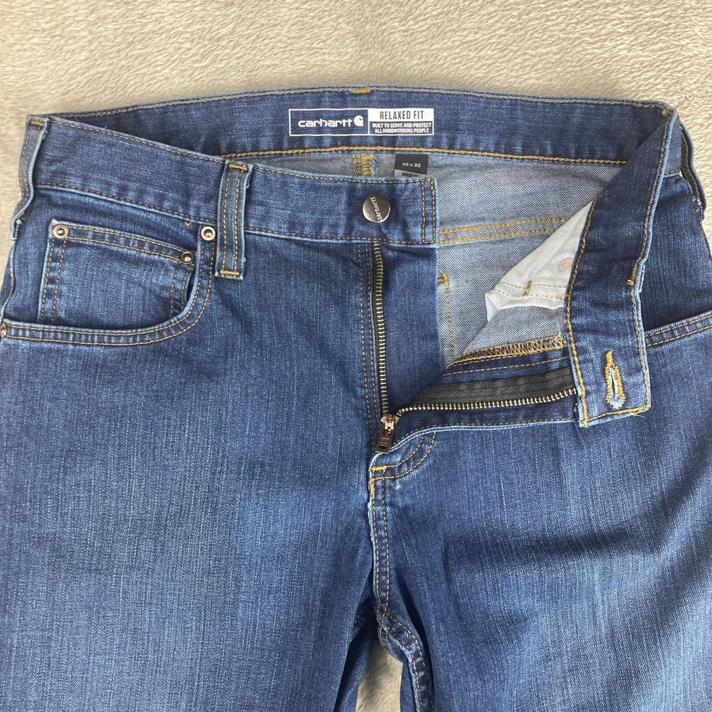 Carhartt Rugged Flex Relaxed Fit Jeans Mens 30x30 Dark Wash Blue Work BD2804-M - Picture 7 of 16